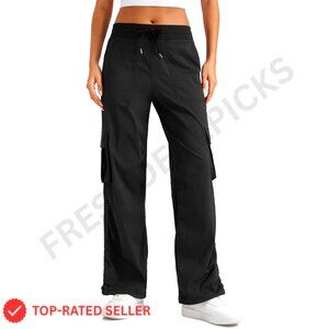 Lightweight Cargo Joggers Travel Athletic Pants Side Ruched Straight Leg